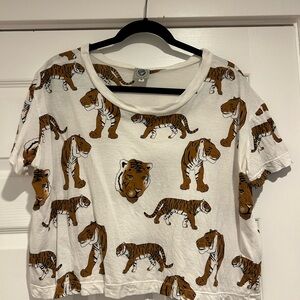 Kids' White and Brown Tiger Graphic Tee